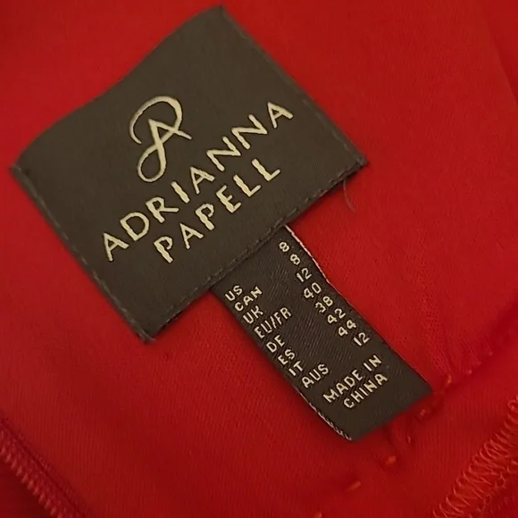 EUC Adrianna Papell Red Double Fringe Hem Sleeveless Cocktail Dress - Picture 10 of 14